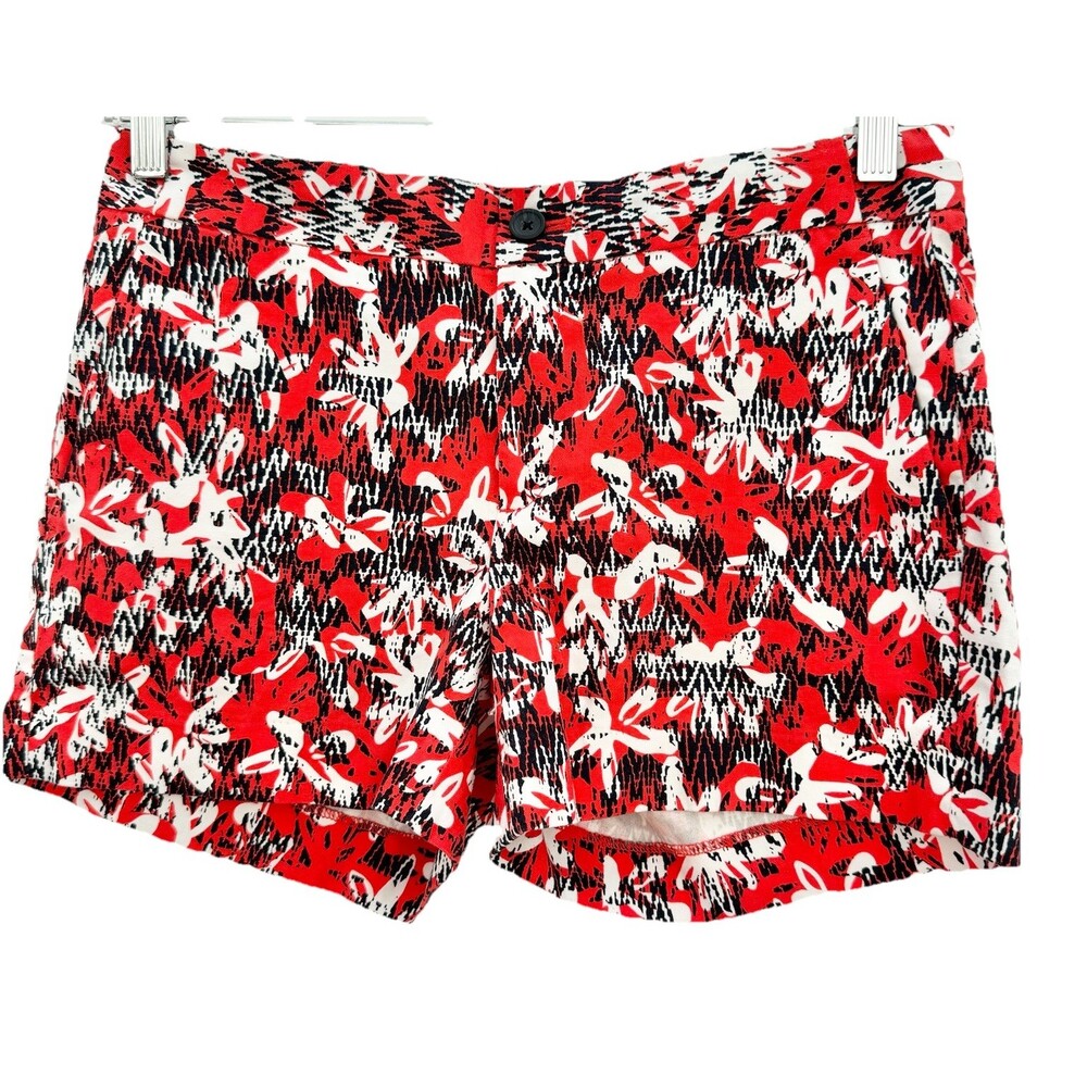 Banana Republic Hampton Preppy Tailored Fit Red Floral Cotton Stretch Shorts SZ4